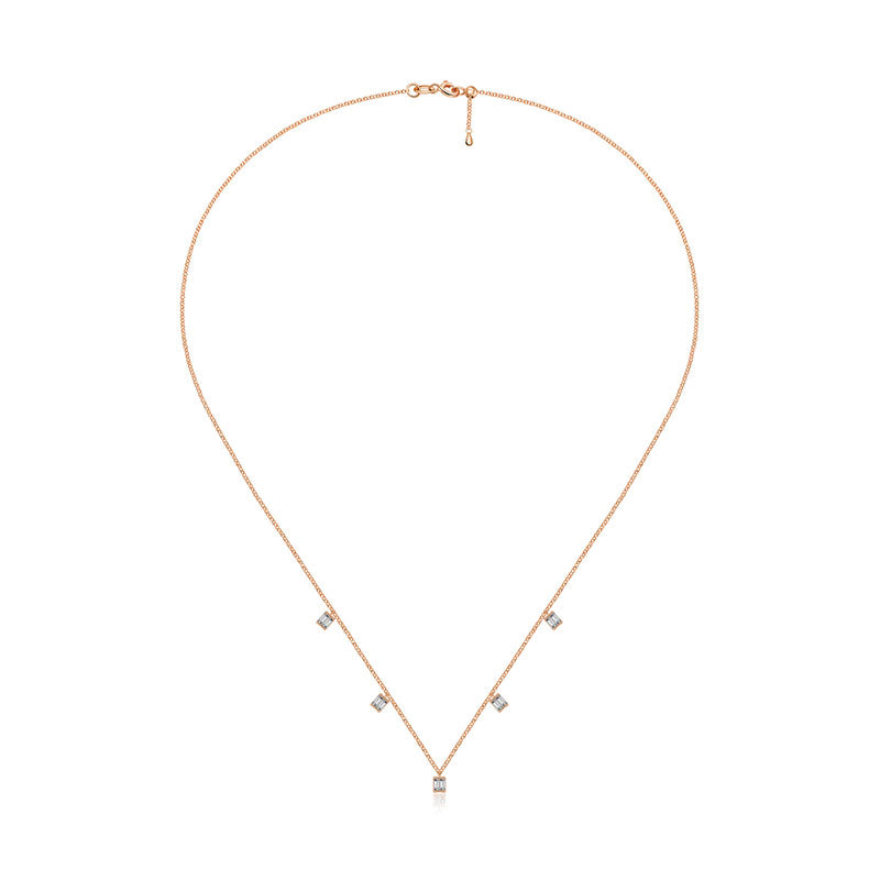 18k Gold Square Shape Diamond Necklace / Choker - Genevieve Collection