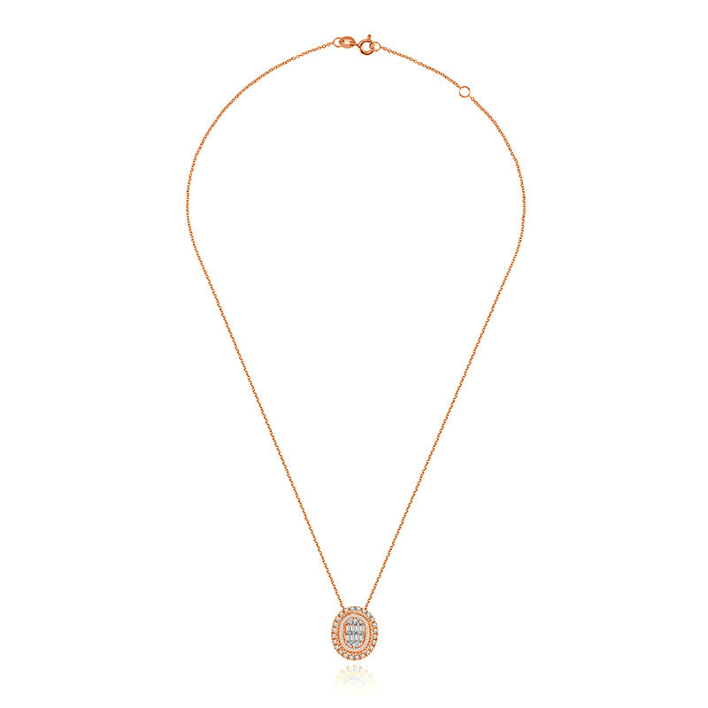 18k Gold 2 ways Round Diamond Necklace - Genevieve Collection