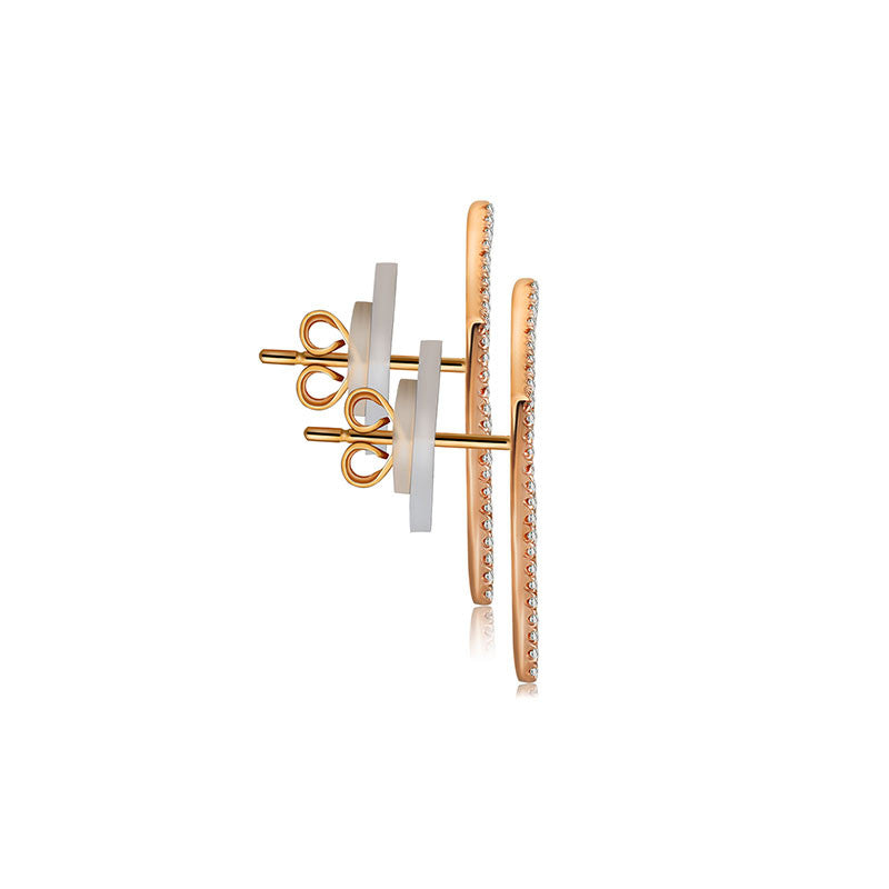 18k Gold Fan Shape Diamond Earring - Genevieve Collection