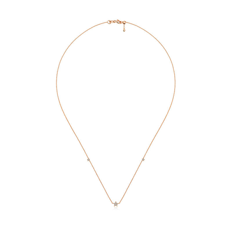 18k Gold Triple Star Shape Diamond Necklace / Choker - Genevieve Collection