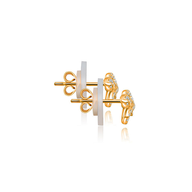 18k Gold Quadruple Curves Diamond Earring - Genevieve Collection