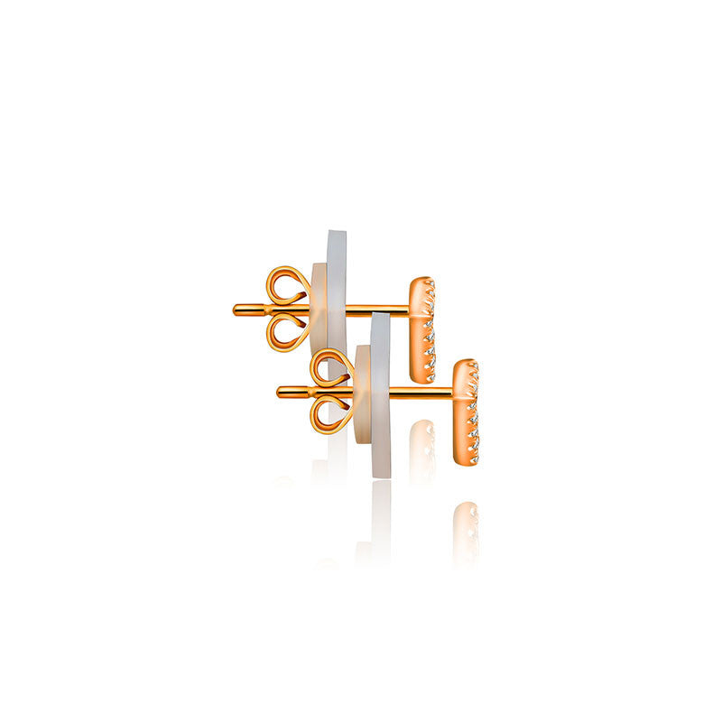 18k Gold Hollow Heart Shape Diamond Earring - Genevieve Collection