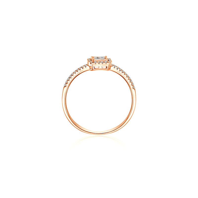 18k Gold Rectangle Shaped Diamond Ring - Genevieve Collection