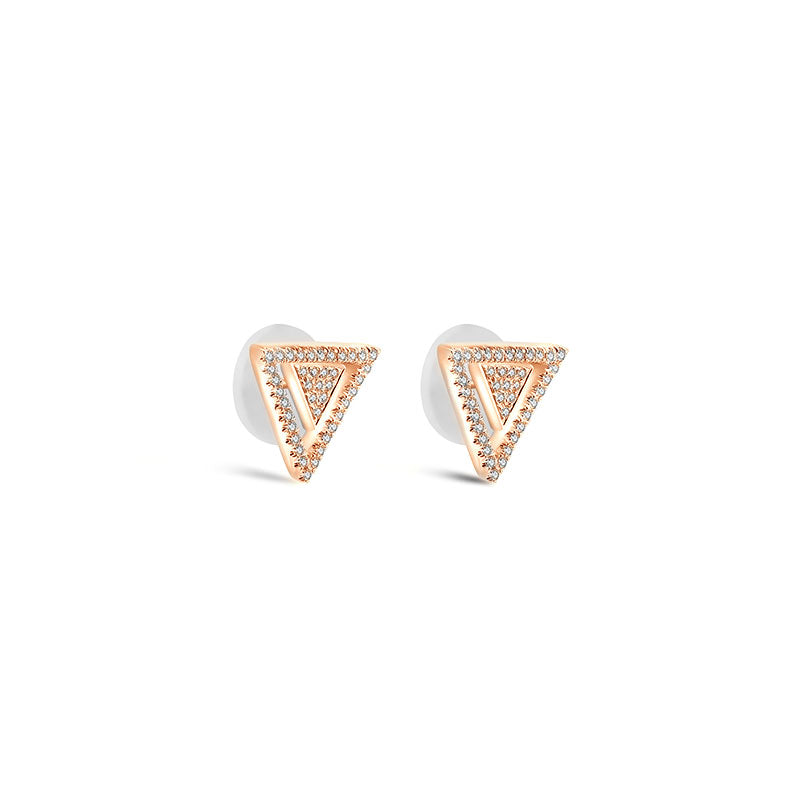 18k Gold 2 way Triangle Shape Diamond Earring - Genevieve Collection