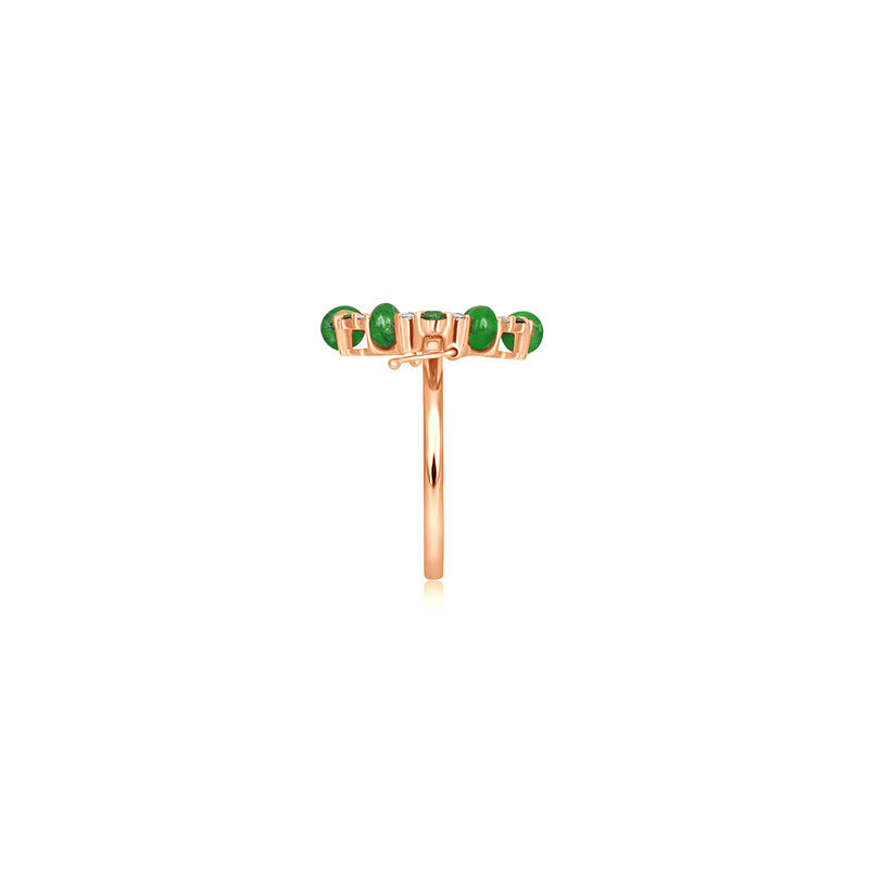 18k Gold 2 ways Beaded Emerald and Diamond Ring - Genevieve Collection