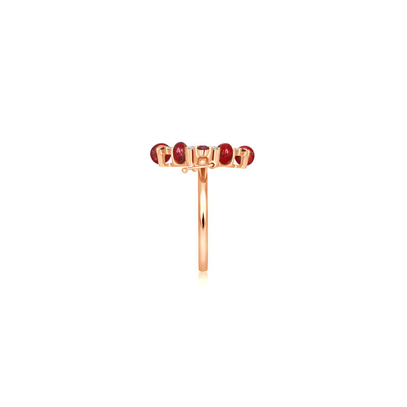 18k Gold 2 ways Beaded Ruby and Diamond Ring - Genevieve Collection