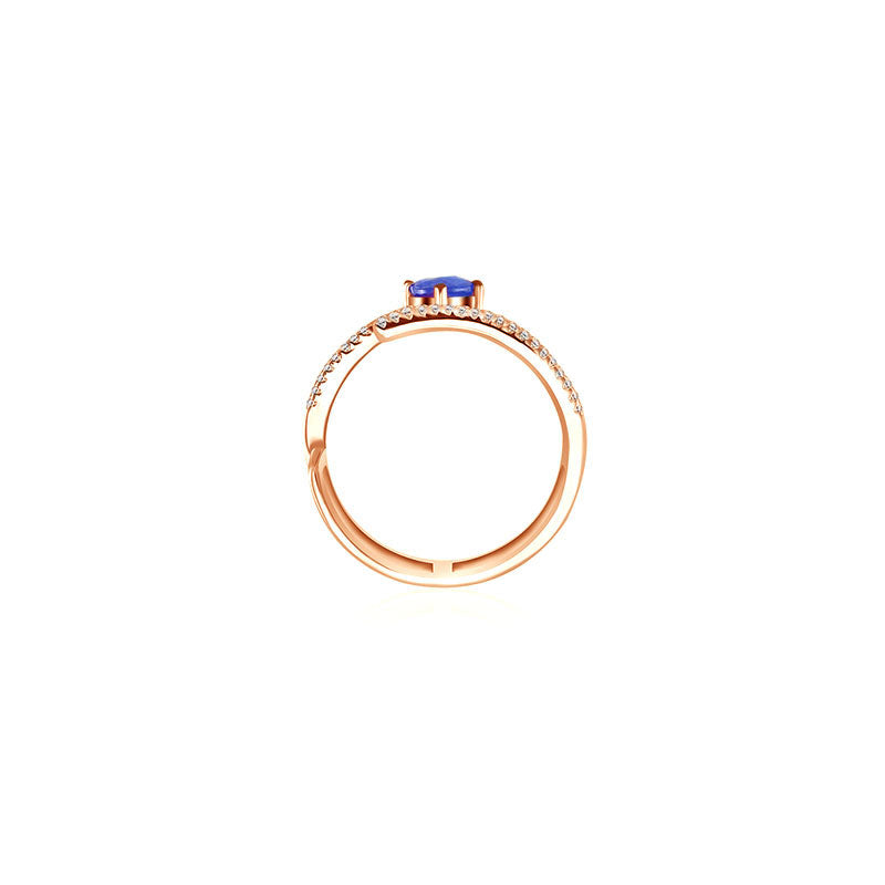 18k Gold Diamond Double Ring with Sapphire - Genevieve Collection