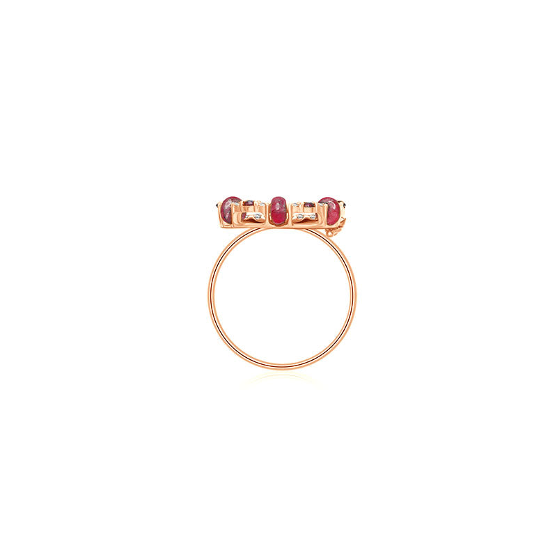 18k Gold 2 ways Beaded Ruby and Diamond Ring - Genevieve Collection