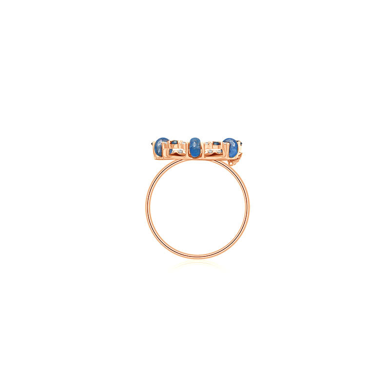 18k Gold 2 ways Beaded Sapphire and Diamond Ring - Genevieve Collection