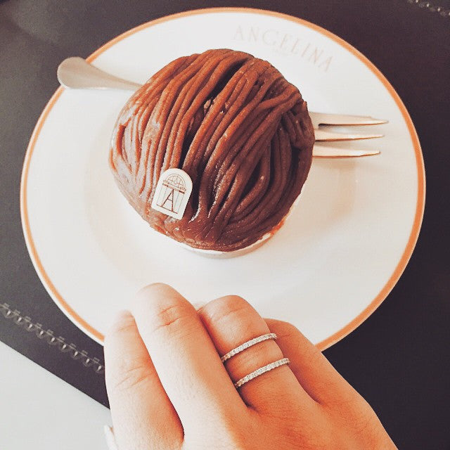 18k Gold Double Line Diamond Ring - Genevieve Collection
