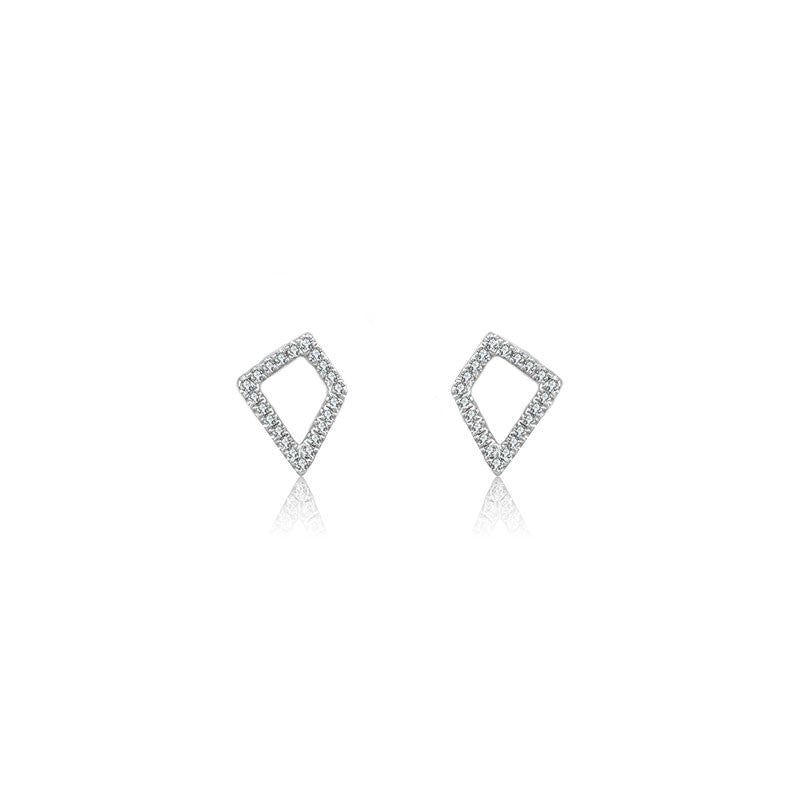 18k Gold Hollow Geometry Diamond Earring - Genevieve Collection