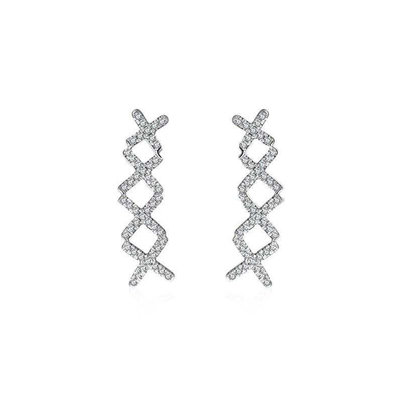 18k Gold Quadruple Cross Diamond Earring - Genevieve Collection