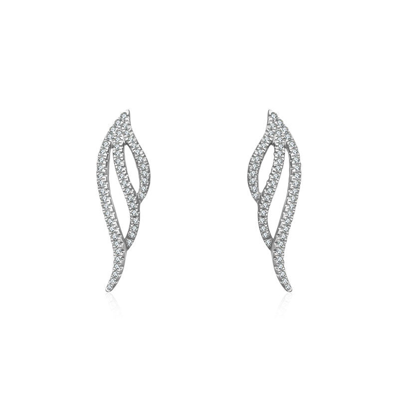 18k Gold Angel Wing Diamond Earring - Genevieve Collection