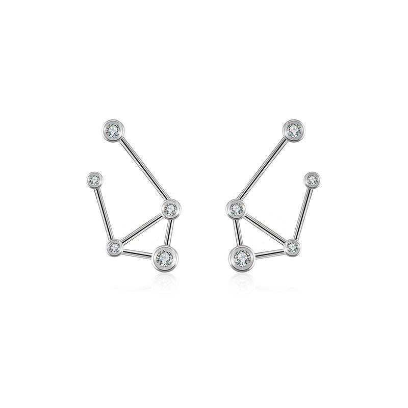 Libra Zodiac Constellation Earring 18k Gold & Diamond - Genevieve Collection