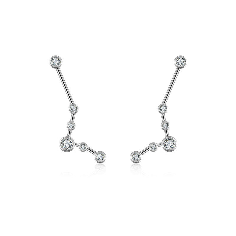 Pisces Zodiac Constellation Earring 18k Gold & Diamond - Genevieve Collection