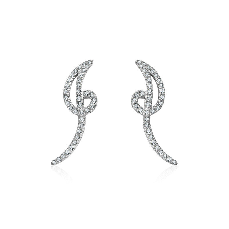 18k Gold Script Letter "I" Diamond Earring - Genevieve Collection