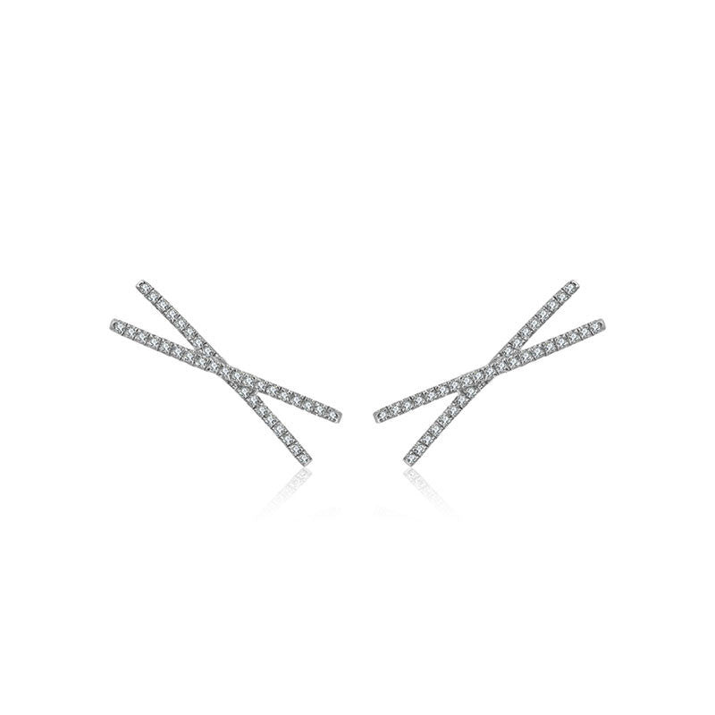 18k Gold Cross Diamond Earring - Genevieve Collection