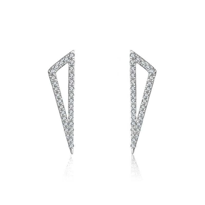 18k Gold Hollow Triangle Diamond Earring - Genevieve Collection