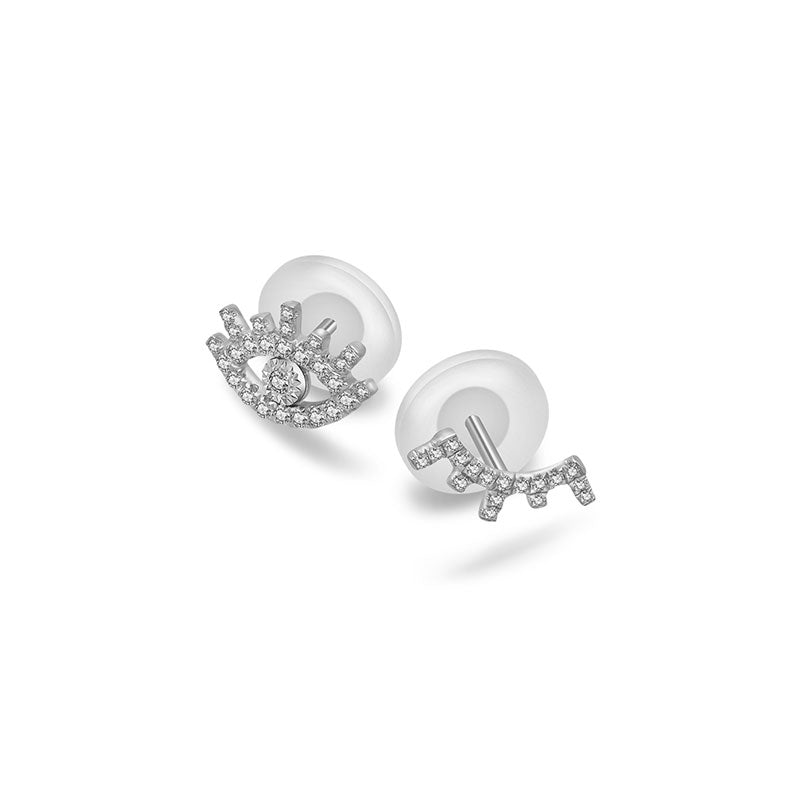 18k Gold Evil Eye & Eyelash Diamond Earring - Genevieve Collection