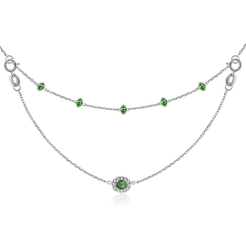 18k Gold 2 Ways By The Yard Emerald Bead Necklace - Genevieve Collection