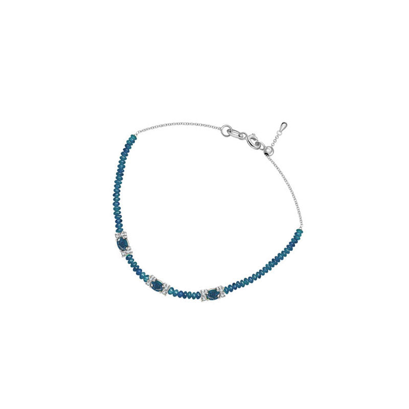 18k Gold Triple Sapphire Diamond Bracelet with Beaded Sapphire - Genevieve Collection