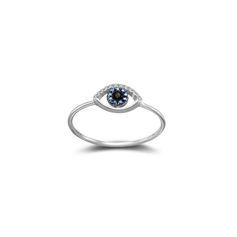18k Gold Evil Eye Sapphire Diamond Ring - Genevieve Collection