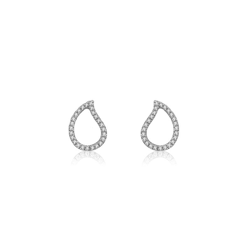 18k Gold Drop Shape Diamond Stud Earring - Genevieve Collection