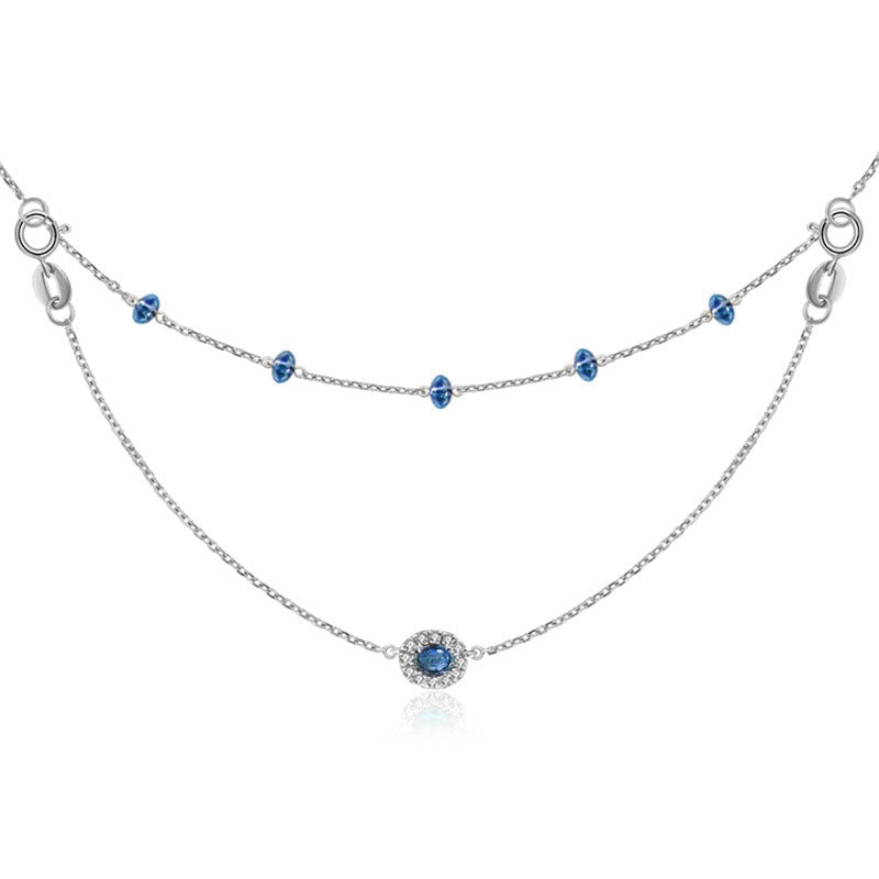18k Gold 2 Ways By The Yard Sapphire Bead Necklace - Genevieve Collection