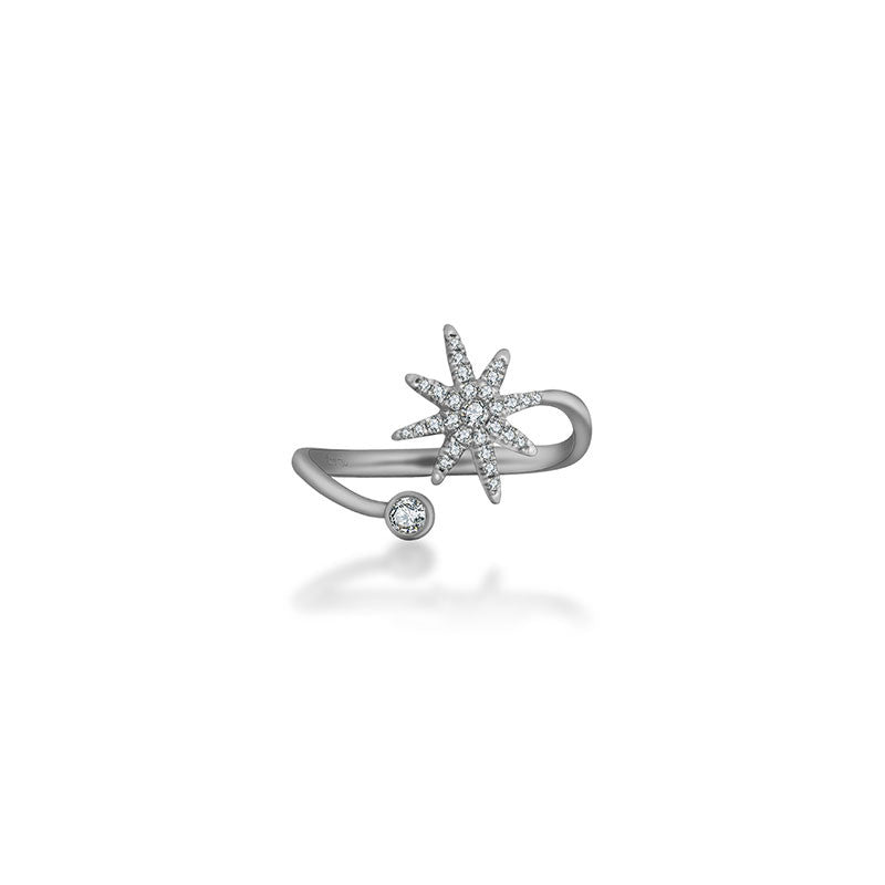 18k Gold Star Open Diamond Ring - Genevieve Collection