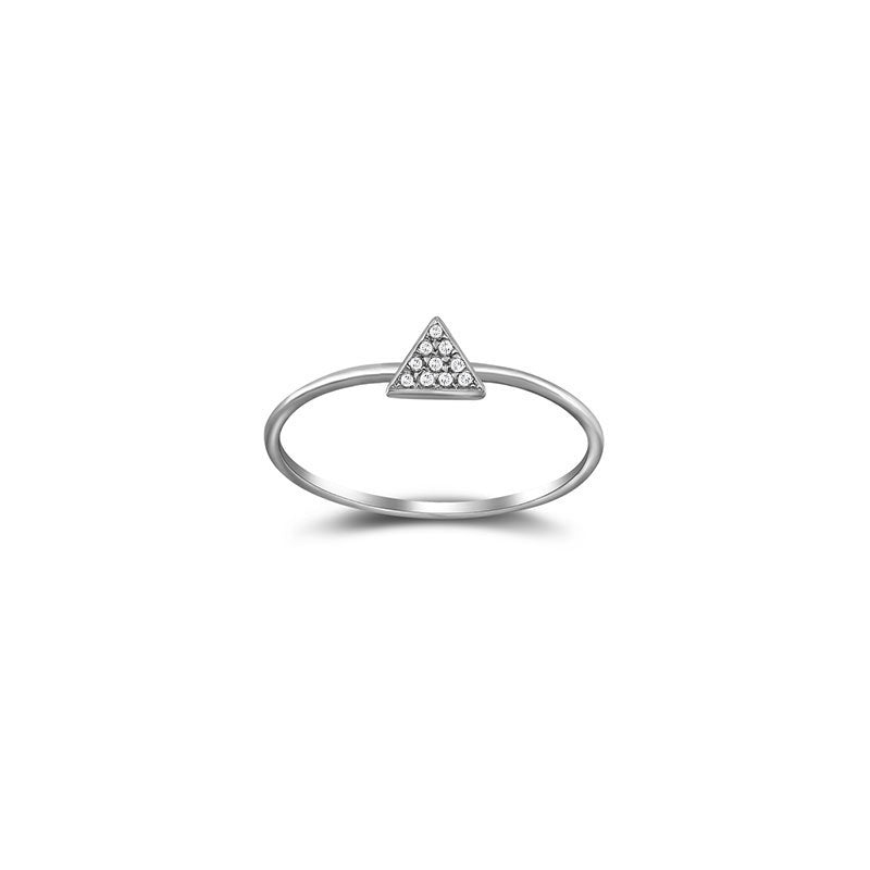 18k Gold Triangle Shape Pave Diamond Ring - Genevieve Collection