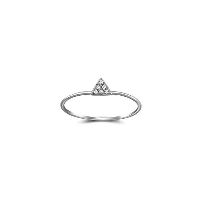 18k Gold Small Triangle Shape Pave Diamond Ring - Genevieve Collection