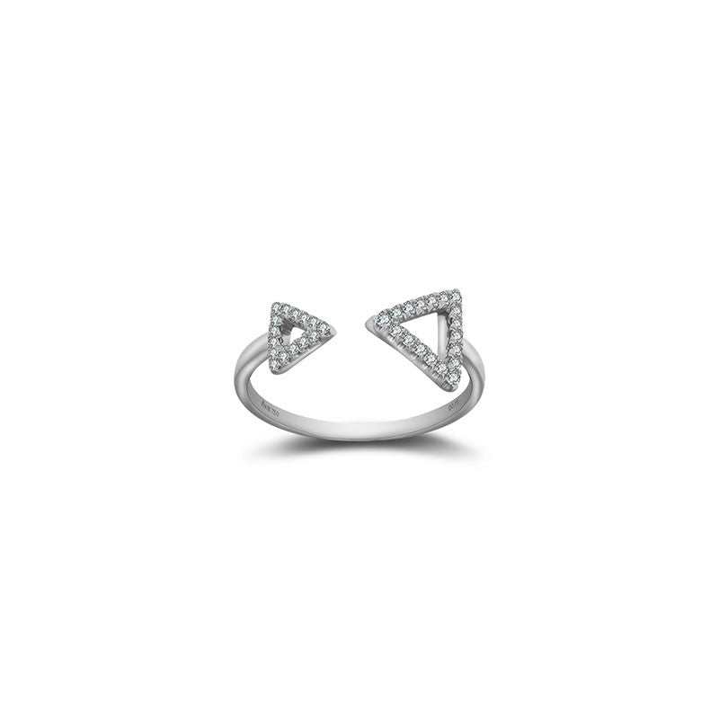 18k Gold Double Arrow Diamond Ring - Genevieve Collection