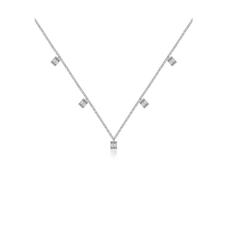18k Gold Square Shape Diamond Necklace / Choker - Genevieve Collection