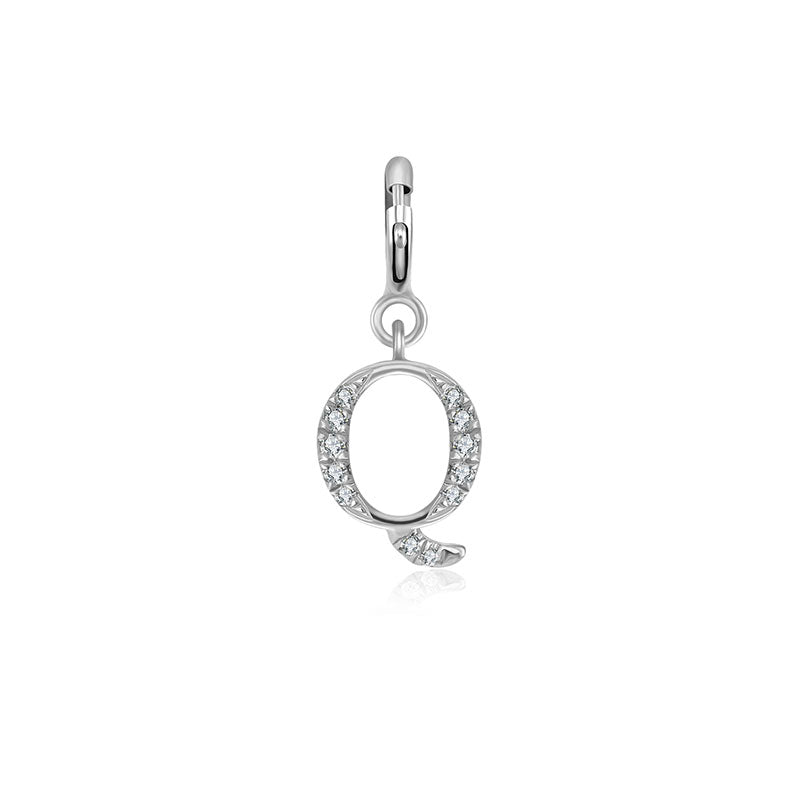 18k Gold Letter "Q" Diamond Charms - Genevieve Collection