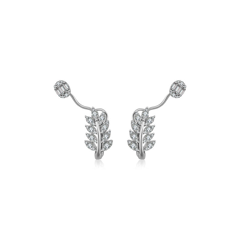 18k Gold Leaf Shape Dimaond Earring - Genevieve Collection