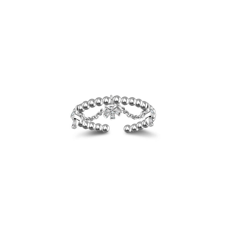 18k Gold Star Shape Adjustable Titanium Diamond Ring - Genevieve Collection