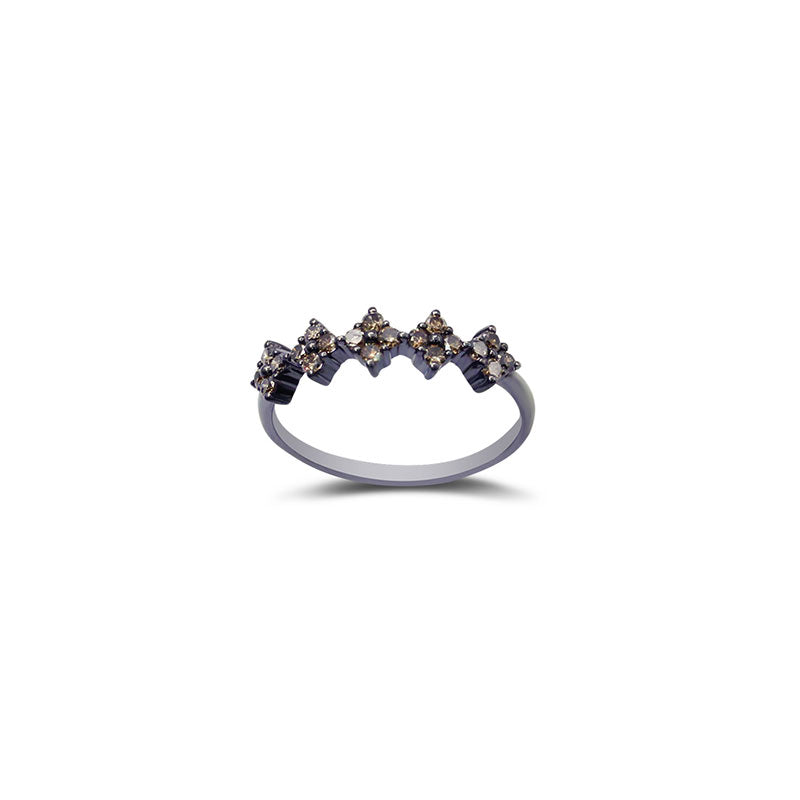 18k Gold Square Pattern Fancy Yellow Diamond Ring - Genevieve Collection