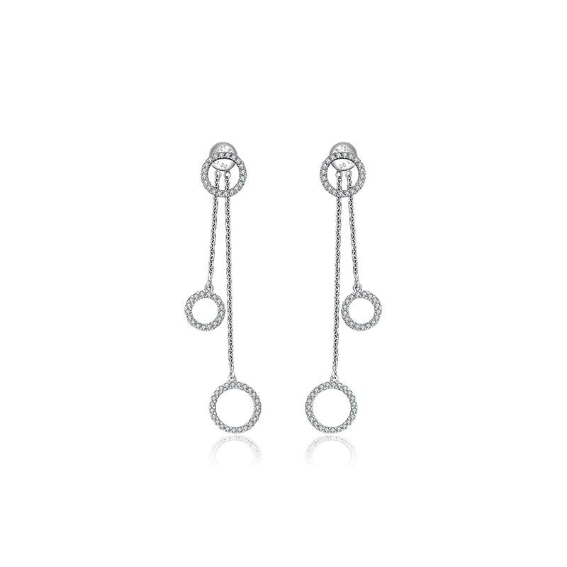 18k Gold Hollow Round Shape Diamond Dangle Earring - Genevieve Collection