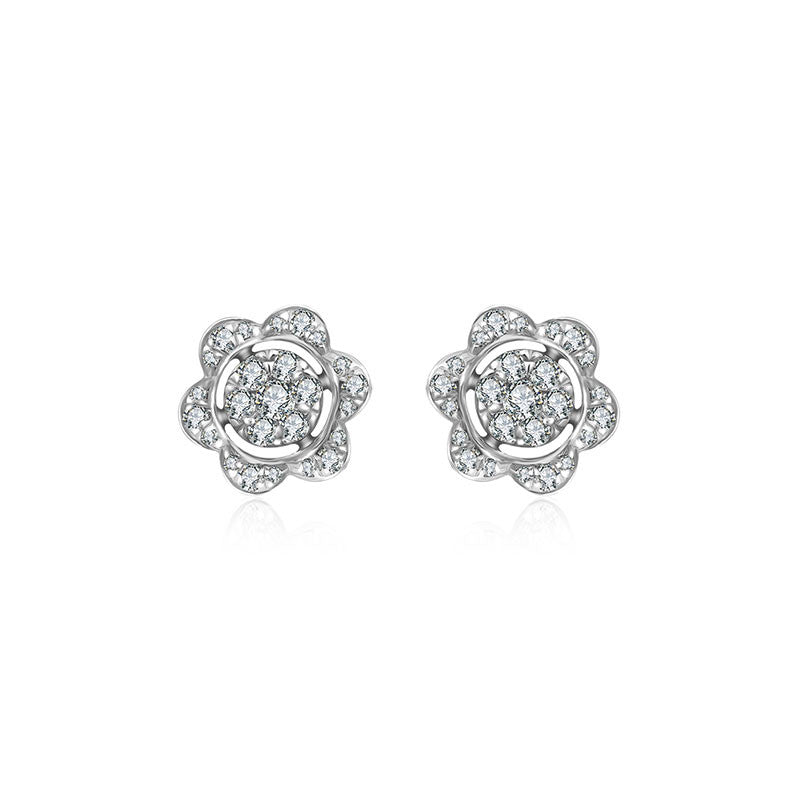 18k Gold Flower Shape Diamond Earring - Genevieve Collection