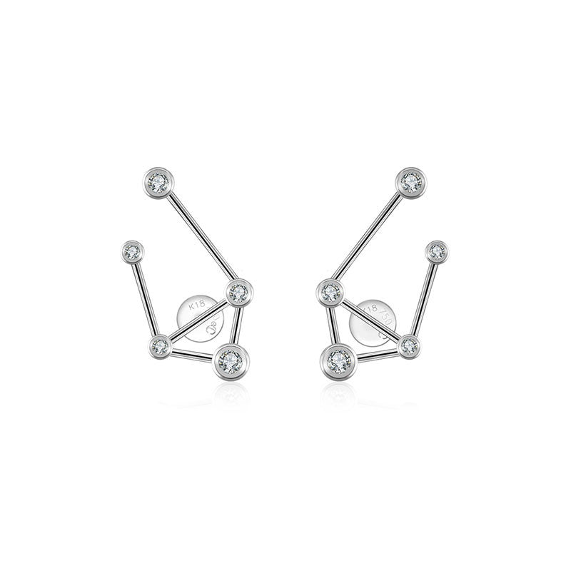 Libra Zodiac Constellation Earring 18k Gold & Diamond - Genevieve Collection