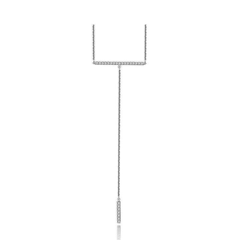 18k Gold Line Dangling Diamond Necklace - Genevieve Collection