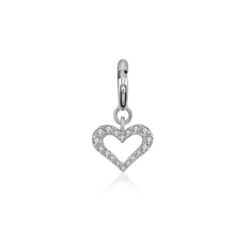 18k Gold Hollow Heart Shape Diamond Charms - Genevieve Collection