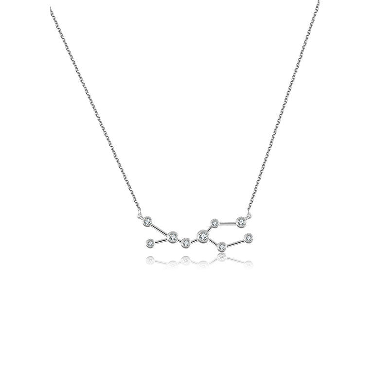 Gemini Zodiac Constellation Necklace 18k Gold & Diamond - Genevieve Collection