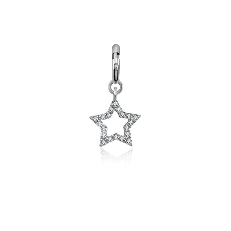 18k Gold Hollow Star Shape Diamond Charms - Genevieve Collection