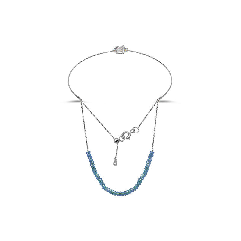 18k Gold Sapphire Beaded Bracelet with Diamond Bangle - Genevieve Collection