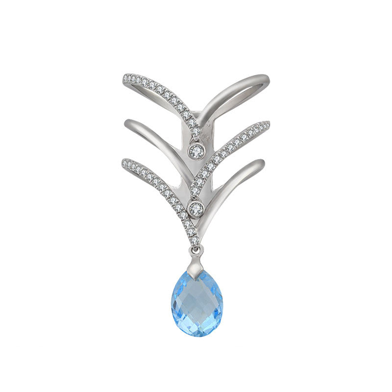 18k Gold Arrow Diamond Ring With Topaz - Genevieve Collection