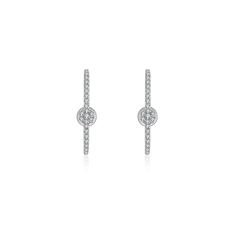 18k Gold Round Pattern Half Hoop Diamond Earring - Genevieve Collection