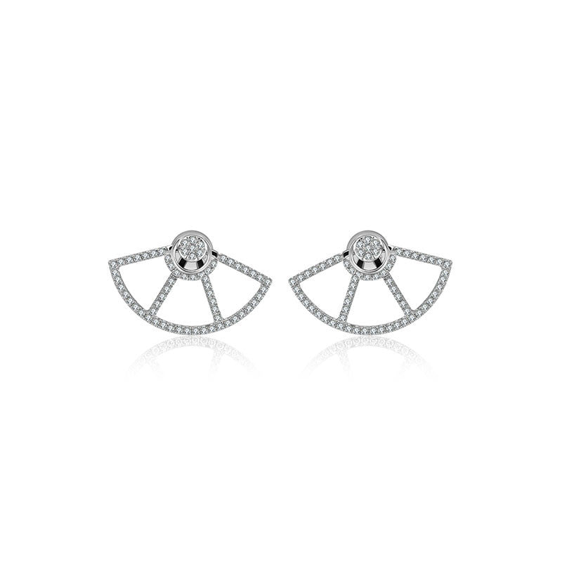 18k Gold Fan Shape Diamond Earring - Genevieve Collection