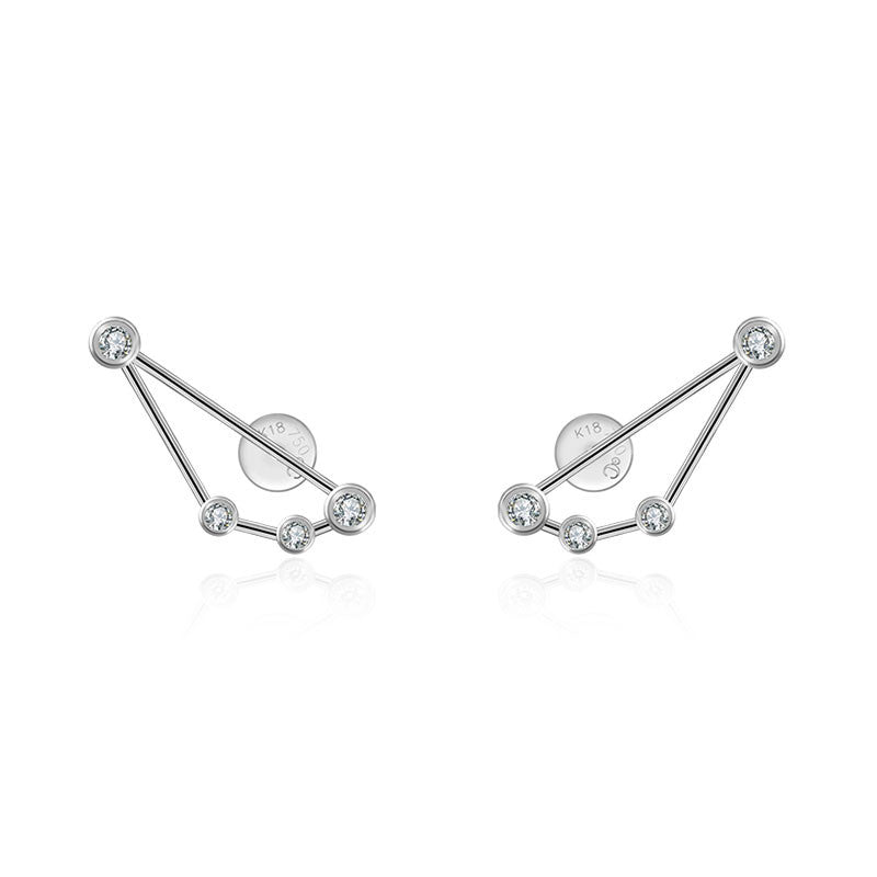 Capricorn Zodiac Constellation Earring 18k Gold & Diamond - Genevieve Collection