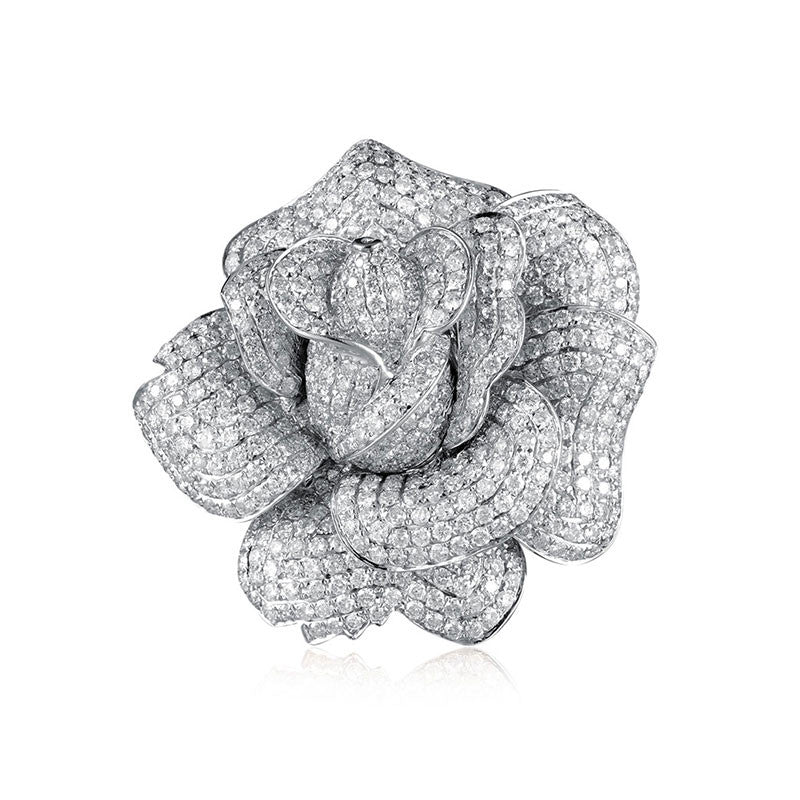 18k Gold Big Rose Diamond Ring - Genevieve Collection